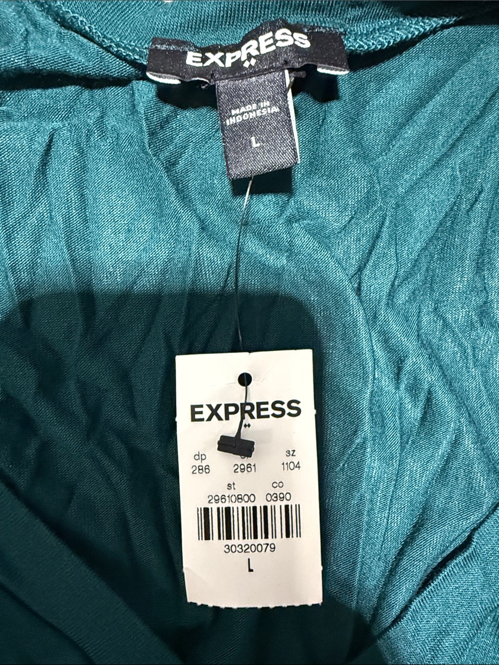 Express Deep Teal V-Neck Long-Sleeve Top - Picture 2 of 2